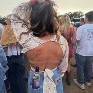 Open Back Beige Blouse
